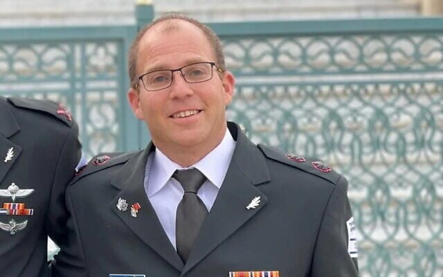 Then-Lt. Col. Netanel Kula in front of the Tomb of Moroccan King Muhammad V in Rabat, Morocco, on November 24, 2021. (Defense Ministry) Then-Lt. Col. Netanel Kula in front of the Tomb of Moroccan King Muhammad V in Rabat, Morocco, on November 24, 2021. (Defense Ministry)