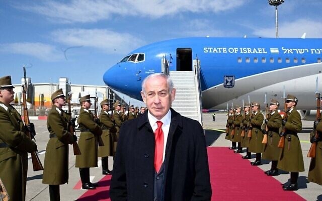 Prime Minister Benjamin Netanyahu gives a statement as he prepares to board a plane in Budapest for Washington DC on April 6, 2025 (Avi Ohayon / GPO) Prime Minister Benjamin Netanyahu gives a statement as he prepares to board a plane in Budapest for Washington DC on April 6, 2025 (Avi Ohayon / GPO)