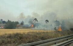 A forest fire close to Moshav Tarum on April 23, 2025 (Fire and Rescue Services)