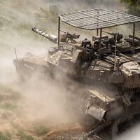 IDF troops operate in the Gaza Strip, in a handout photo published on April 18, 2025. (Israel Defense Forces)