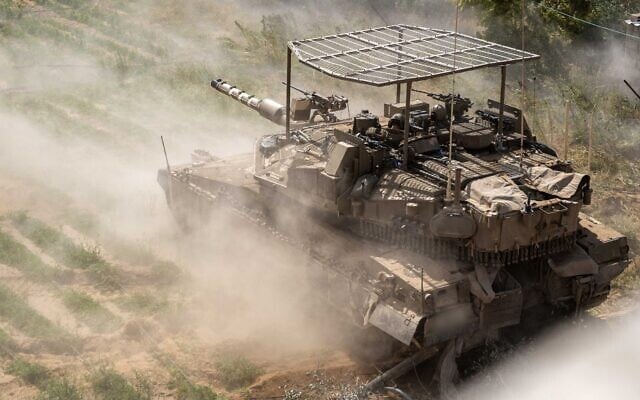 IDF troops operate in the Gaza Strip, in a handout photo published on April 18, 2025. (Israel Defense Forces)