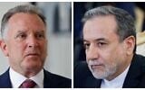 US Special Envoy Steve Witkoff (left) in Paris, France, April 17, 2025. (Ludovic Marin, Pool Photo via AP); Iranian Foreign Minister Abbas Araghchi in Moscow, Russia, April 18, 2025. (Tatyana Makeyeva/Pool Photo via AP)