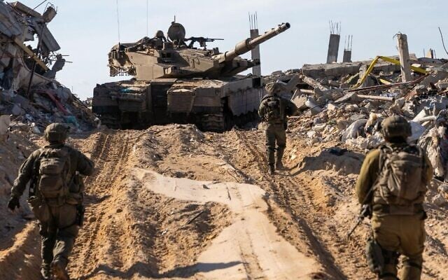 Troops of the 205th Reserve Armored Brigade operate in southern Gaza's Rafah, in a handout photo issued by the IDF on April 27, 2025. (Israel Defense Forces) Troops of the 205th Reserve Armored Brigade operate in southern Gaza's Rafah, in a handout photo issued by the IDF on April 27, 2025. (Israel Defense Forces)
