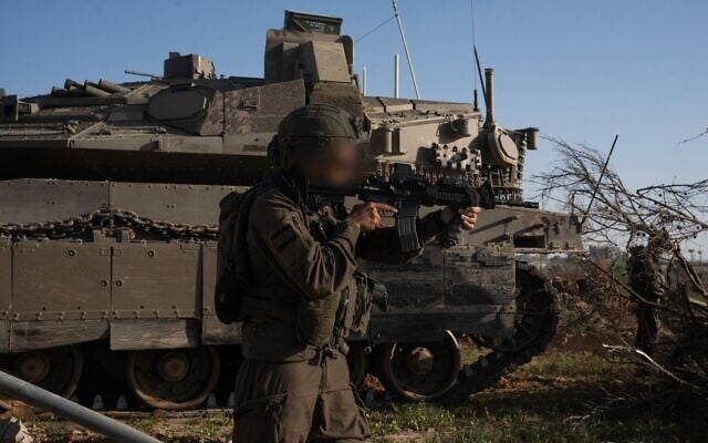 An IDF soldier is seen operating in the southern Gaza Strip, in a handout photo published by the military on April 5, 2025. (Israel Defense Forces) An IDF soldier is seen operating in the southern Gaza Strip, in a handout photo published by the military on April 5, 2025. (Israel Defense Forces)