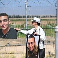 Varda Ben Baruch, grandmother of Edan Alexander, holds a picture of her grandson near the border with the Gaza Strip on April 20, 2025. (Lior Rotstein/Hostages and Missing Families Forum)