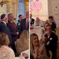 National Security Minister Itamar Ben Gvir arrives to speak at an event at US President Donald Trump's Mar-A-Lago resort in Florida, where he is greeted with applause, April 23, 2025. (X; used in accordance with Clause 27a of the Copyright Law)