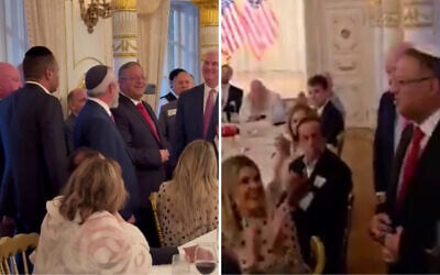 National Security Minister Itamar Ben Gvir arrives to speak at an event at US President Donald Trump's Mar-A-Lago resort in Florida, where he is greeted with applause, April 23, 2025. (X; used in accordance with Clause 27a of the Copyright Law)