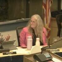 Pajaro Valley Unified School District boarnd members Gabriel Medina, right, and Joy Flynn, left, attend a meeting on April 17, 2025. (Screenshot via YouTube/Pajaro Valley Unified School District)