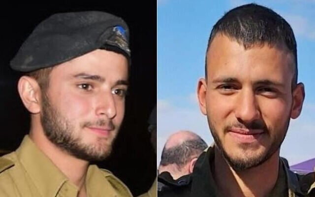 IDF Cpt. Ido Voloch (left) and police Sgt. Neta Yitzhak Kahane, who were killed during fighting in Gaza City's Shejaiya neighborhood on April 25, 2025. (Courtesy)