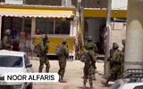 IDF soldiers arresting a Palestinian teenager at Jenin Government Hospital, in the West Bank, April 14, 2025. (X video)