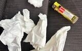 Tissues and a lighter found in the possession of a man suspected of helping ignite the fire raging near Jerusalem, April 30, 2025. (Israel Police)