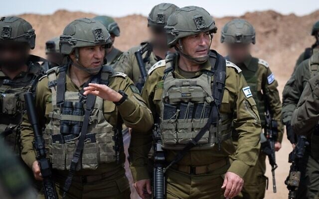 IDF Chief of Staff Lt. Gen. Eyal Zamir (right) and Southern Command chief Maj. Gen. Yaniv Asor are seen in Gaza City's Shejaiya neighborhood, April 15, 2025. (Israel Defense Forces) IDF Chief of Staff Lt. Gen. Eyal Zamir (right) and Southern Command chief Maj. Gen. Yaniv Asor are seen in Gaza City's Shejaiya neighborhood, April 15, 2025. (Israel Defense Forces)