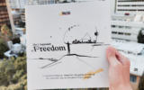 The cover of 'The Haggadah of Freedom' produced by the Hostages Forum for Passover 2025 with texts by hostage family members (Courtesy Hostages Forum)