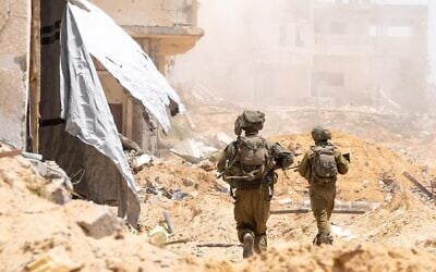 Troops operating in the Gaza Strip in an undated photo released for publication on May 4, 2025 (Israel Defense Forces)