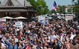A crowd celebrates the release of hostage Edan Alexander in his hometown of Tenafly, New Jersey, May 12, 2025. (Lokman Vural Elibol / Anadolu / via Reuters)