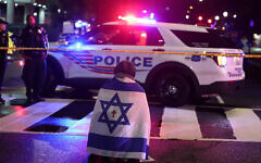 Emergency personnel work at the site where two Israeli Embassy staff members were shot dead near the Capital Jewish Museum in Washington, DC, May 21, 2025. (REUTERS/Jonathan Ernst)