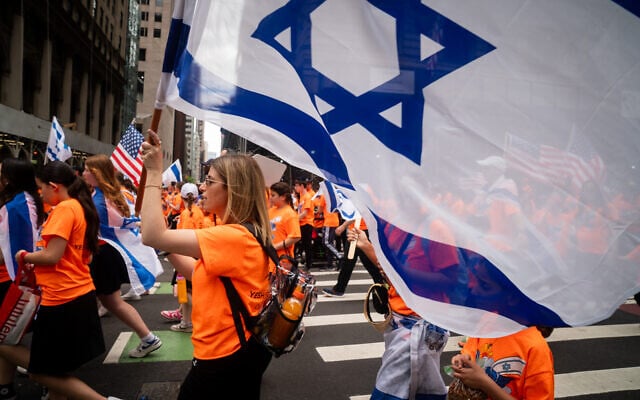 Israel Day on 5th in New York City, May 18, 2025. (Luke Tress/Times of Israel) Israel Day on 5th in New York City, May 18, 2025. (Luke Tress/Times of Israel)