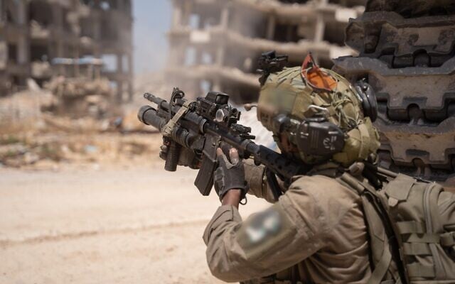 IDF troops of the 401st Armored Brigade operate in the northern Gaza Strip in a handout photo published on May 25, 2025. (Israel Defense Forces)