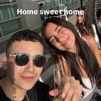 Former hostage Edan Alexander, left, in a photo uploaded by him a day after his release from captivity in Gaza, May 13, 2025. (Insragram/@edan_alexander1)