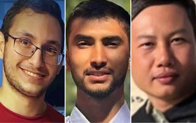 (L-R) Hostages Tamir Nimrodi, Bipin Joshi and Pinta Nattapong. (Hostage Families Forum)