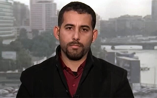 Palestinian poet Mosab Abu Toha speaks to online news show 'Democracy Now!' about Israel's offensive in the Gaza Strip, January 22, 2024. (Screen capture: Youtube/Democracy Now! used in accordance with Clause 27a of the Copyright Law) Palestinian poet Mosab Abu Toha speaks to online news show 'Democracy Now!' about Israel's offensive in the Gaza Strip, January 22, 2024. (Screen capture: Youtube/Democracy Now! used in accordance with Clause 27a of the Copyright Law)