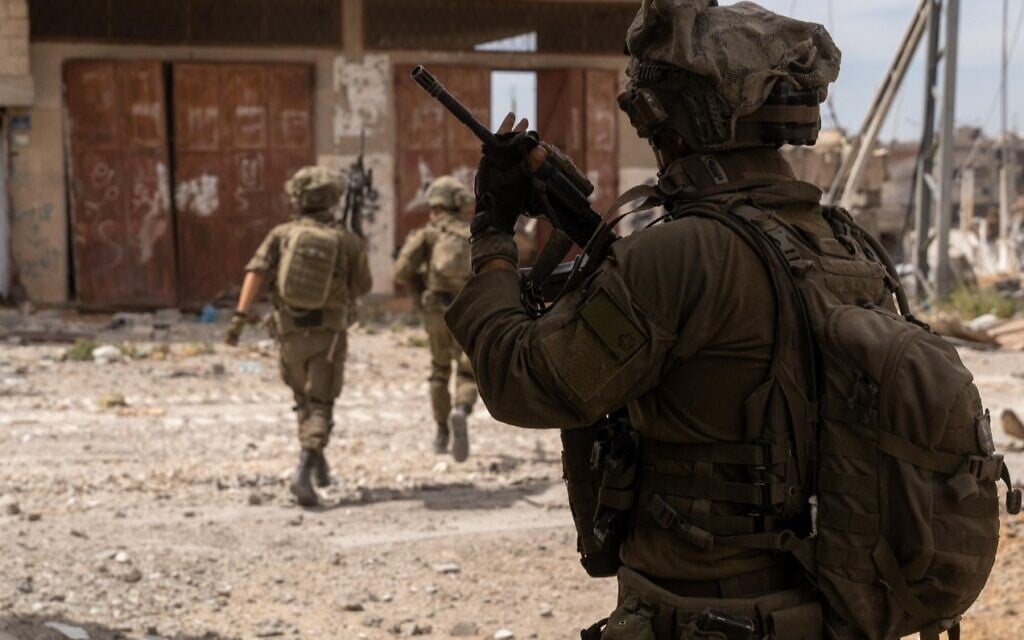 Israeli troops operate in Gaza in a photo published by the IDF on May 9, 2025. (Israel Defense Forces)