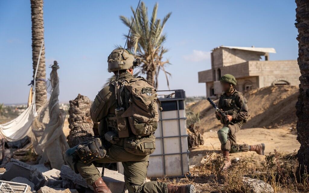Troops of the IDF's Kfir Brigade operate in the Gaza Strip in a handout photo published May 30, 2025. (Israel Defense Forces)
