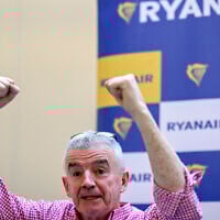 Irish budget airline Ryanair Chief executive Michael O'Leary holds a press conference in Lisbon on February 5, 2025. (PATRICIA DE MELO MOREIRA / AFP)