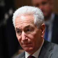 Charles Kushner, nominee for US Ambassador to France, looks on as US President Donald Trump meets with US ambassadors in the Cabinet Room of the White House in Washington, DC, on March 25, 2025. (Mandel NGAN / AFP)