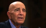 Thomas Barrack, nominee to serve as the US ambassador to Turkey, testifies during his Senate Foreign Relations Committee confirmation hearing in the Dirksen Senate Office Building in Washington, DC, on April 1, 2025. (Kayla Bartkowski /Getty Images via AFP)