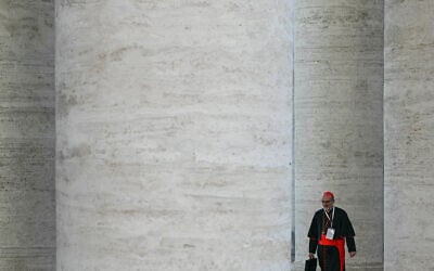 Italian cardinal and Latin Patriarch of Jerusalem Pierbattista Pizzaballa arrives for the sixth congregation meeting at The Vatican, on April 29, 2025. (Andreas Solaro/AFP)