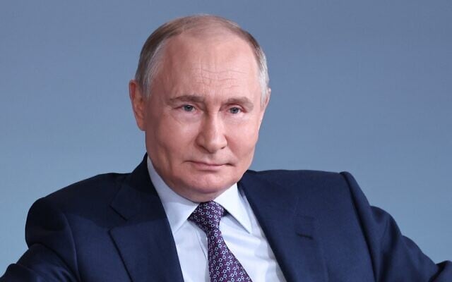 Russia's President Vladimir Putin at the Museum of the Great Patriotic War, also known as the Victory Museum, at Poklonnaya Hill in western Moscow on April 30, 2025. (Alexander KAZAKOV / POOL / AFP)