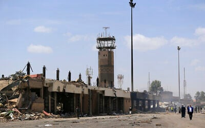 Damage and debris at Sanaa International Airport on May 7, 2025, (Mohammed HUWAIS / AFP)