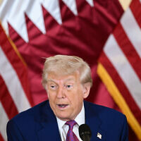 US President Donald Trump attends a breakfast with business leaders in Doha on May 15, 2025. (Brendan SMIALOWSKI / AFP)