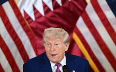 US President Donald Trump attends a breakfast with business leaders in Doha on May 15, 2025. (Brendan SMIALOWSKI / AFP)