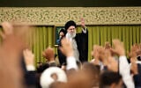 A handout picture provided by the Iranian Supreme Leader Ayatollah Ali Khamenei's office shows him addressing teachers and education officials from across the country in Tehran on May 17, 2025.  (Photo by KHAMENEI.IR / AFP)