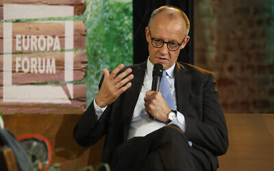 German Chancellor Friedrich Merz takes part in a discussion on stage during the opening day of the 'Re:publica 25' digital conference in Berlin on May 26, 2025. (Odd ANDERSEN / AFP)
