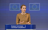 European Union High Representative and Vice-President for Foreign Affairs and Security Policy Kaja Kallas gives a press conference in Brussels, on May 28, 2025. (Nicolas TUCAT / AFP)