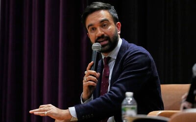 New York State Assemblyman Zohran Mamdani responds to a question during the New York City Mayoral Candidates Forum at Medgar Evers College, April 23, 2025, in New York. (AP/Frank Franklin II)