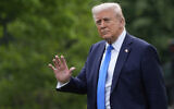 US President Donald Trump waves as he walks from the Oval Office to depart on Marine One from the South Lawn of the White House, May 1, 2025, in Washington. (AP Photo/Alex Brandon)