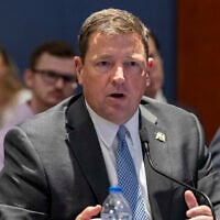 FILE - Ed Martin speaks at an event hosted by Rep. Matt Gaetz, R-Fla., at the Capitol in Washington, June 13, 2023. (AP Photo/Amanda Andrade-Rhoades, File)