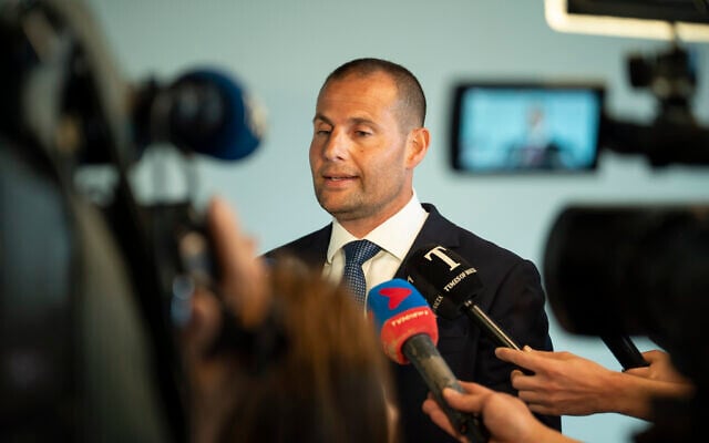 Prime Minister of Malta Robert Abela speaks to journalists at the Mediterranean College of Sport in Birkirkara, Malta, May 4, 2025. (Rene Rossignaud/AP)