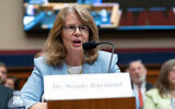 Wendy Raymond, president of Haverford College, testifies before the House Committee on Education and Workforce hearing on antisemitism on American campuses onCapitol Hill in Washington, May 7, 2025. (Jose Luis Magana/AP)
