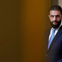 Syria's interim President Ahmad al-Sharaa listens during a joint press conference with French President Emmanuel Macron after a meeting at the Elysee Palace in Paris, May 7, 2025. (Stephanie Lecocq/Pool via AP)
