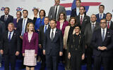EU High Representative for Foreign Affairs and Security Policy Kaja Kallas , centre left, and Poland's Foreign Affairs Minister Radek Sikorski, center right, pose for a family photo with EU Foreign Ministers during their informal meeting in Gymnich format, in Warsaw, Poland, Thursday, May 8, 2025. (AP Photo/Czarek Sokolowski)