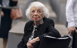 Holocaust Survivor Margot Friedlander appears for an event with US Secretary of State Antony Blinken at the Memorial to the Murdered Jews of Europe in Berlin, Thursday, June 24, 2021. (AP Photo/Andrew Harnik, Pool)