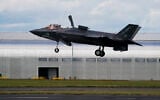 Illustrative: A Royal Air Force F-35 lands at the Farnborough International Air Show in Farnborough, England, on July 22, 2024. (AP Photo/Alberto Pezzali)