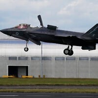 Illustrative: A Royal Air Force F-35 lands at the Farnborough International Air Show in Farnborough, England, on July 22, 2024. (AP Photo/Alberto Pezzali)