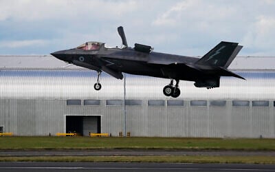 Illustrative: A Royal Air Force F-35 lands at the Farnborough International Air Show in Farnborough, England, on July 22, 2024. (AP Photo/Alberto Pezzali)