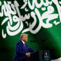 US President Donald Trump speaks at the Saudi-US Investment Forum at the King Abdulaziz International Conference Center in Riyadh, Saudi Arabia, Tuesday, May 13, 2025. (AP/Alex Brandon)